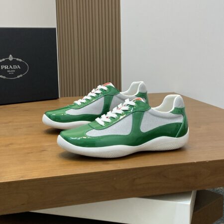 Prada Patent Leather Equipped With Breathable Fabric Sports Shoes