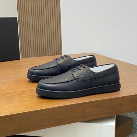Prada High Quality Men's Cowhide Leather Flat Casual Shoes