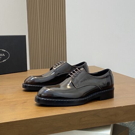 Prada High Quality Men's Business Cowhide Leather Dress Shoes