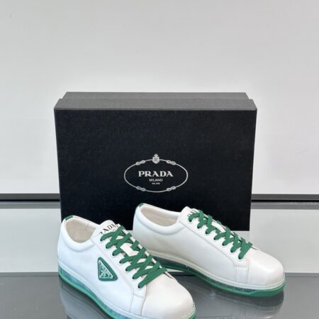 Prada Transparent Rubber Soled Calf Leather Sports Shoes