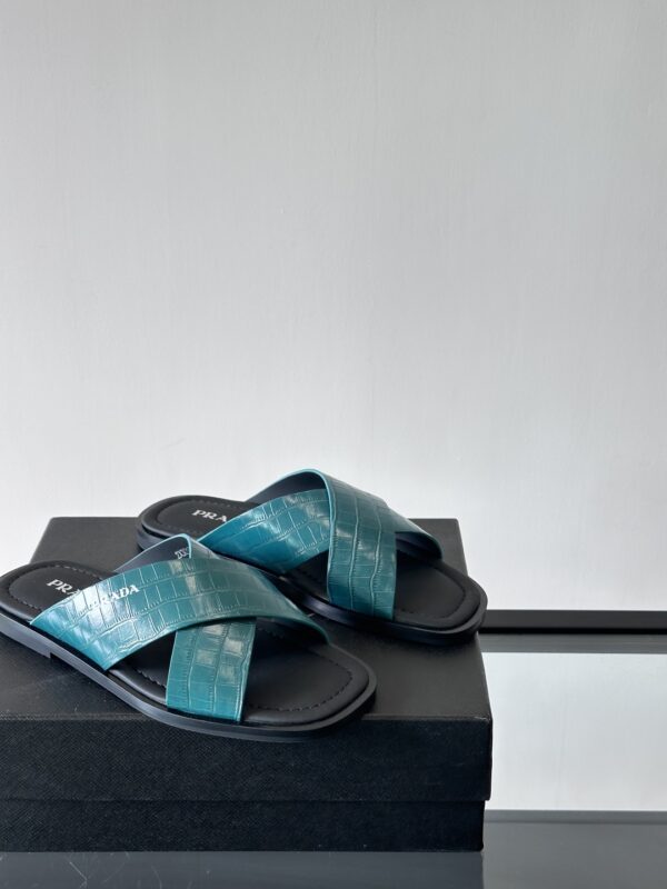 Prada Luxury Men's Cowhide Leather Casual Slippers - Image 8