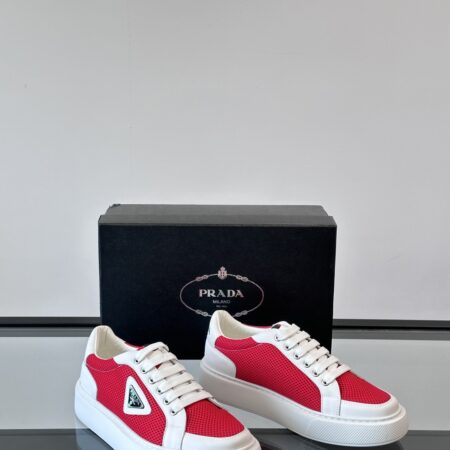 Prada Transparent Rubber Sole Cowhide Leather Casual Sports Shoes