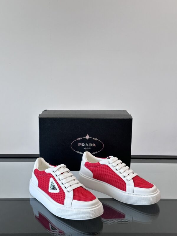 Prada Transparent Rubber Sole Cowhide Leather Casual Sports Shoes