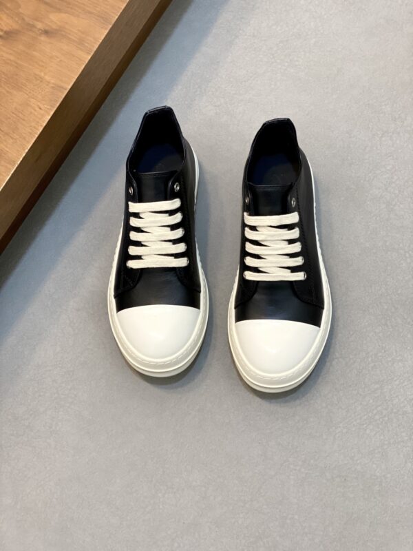 Rick Owens Jumbo Couple's Oil Wax Calf Leather Lace Up Low Cut Sneakers - Image 2