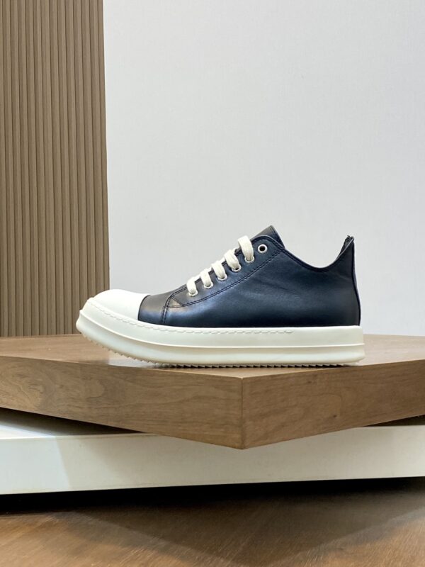 Rick Owens Jumbo Couple's Oil Wax Calf Leather Lace Up Low Cut Sneakers - Image 3