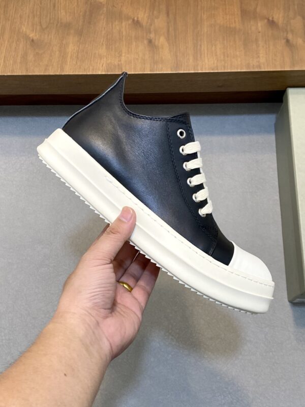Rick Owens Jumbo Couple's Oil Wax Calf Leather Lace Up Low Cut Sneakers - Image 4