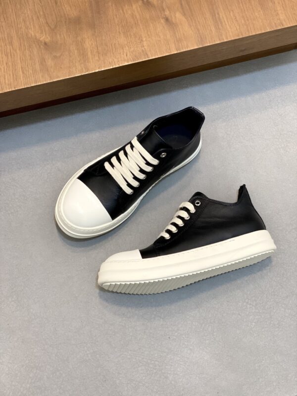 Rick Owens Jumbo Couple's Oil Wax Calf Leather Lace Up Low Cut Sneakers - Image 5
