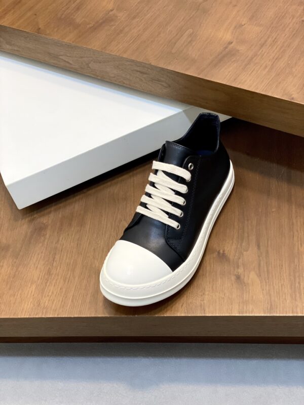 Rick Owens Jumbo Couple's Oil Wax Calf Leather Lace Up Low Cut Sneakers - Image 6