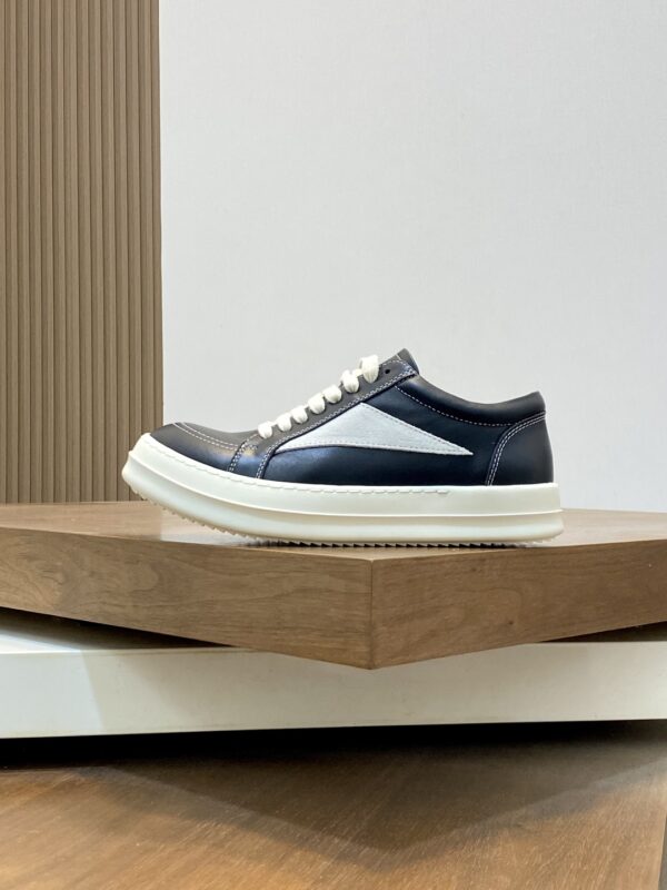 Rick Owens Jumbo Couple's Calf Leather Lace Up Low Cut Sneakers - Image 3