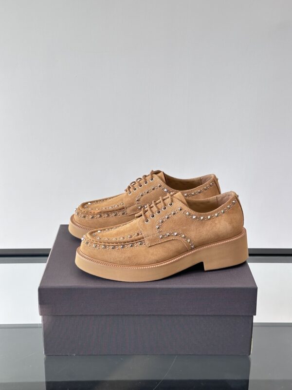 Valentino New Men's Rivet Decorated Cowhide Leather Loafers - Image 4