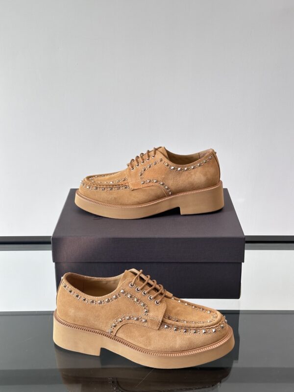 Valentino New Men's Rivet Decorated Cowhide Leather Loafers - Image 5