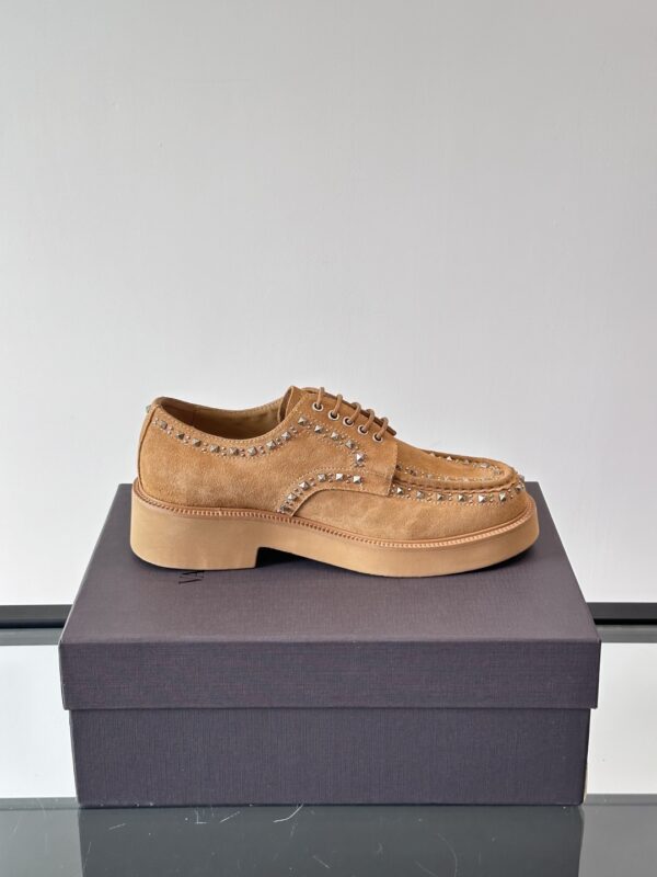 Valentino New Men's Rivet Decorated Cowhide Leather Loafers - Image 6