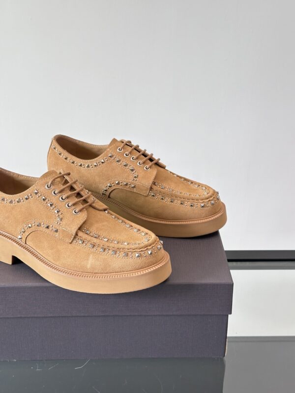 Valentino New Men's Rivet Decorated Cowhide Leather Loafers - Image 8