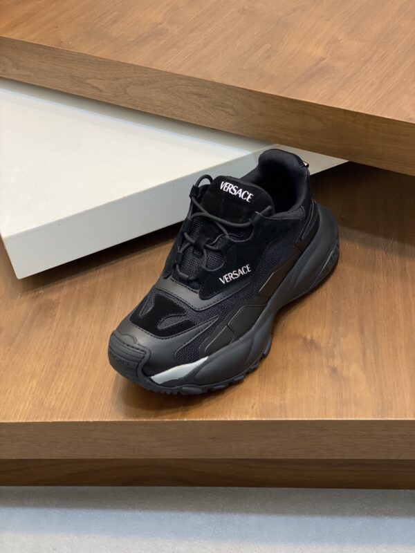 Versace Cowhide Leather Splicing Breathable Mesh Casual Sports Shoes - Image 6