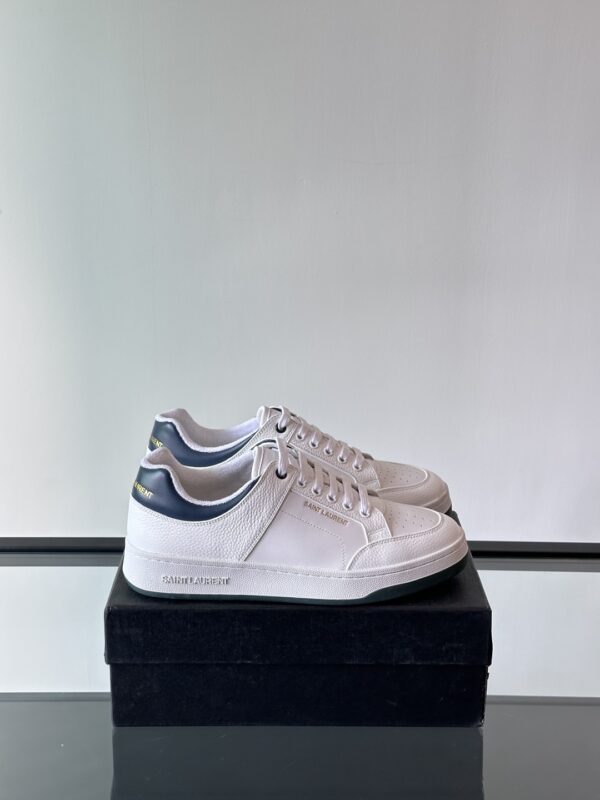 Saint Laurent Grain Cowhide Leather Low Top Lace Up Sneakers - Image 2