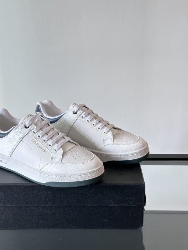 Saint Laurent Grain Cowhide Leather Low Top Lace Up Sneakers - Image 8