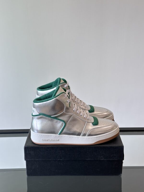 Saint Laurent Grain Cowhide Leather High Top Lace Up Sneakers - Image 2