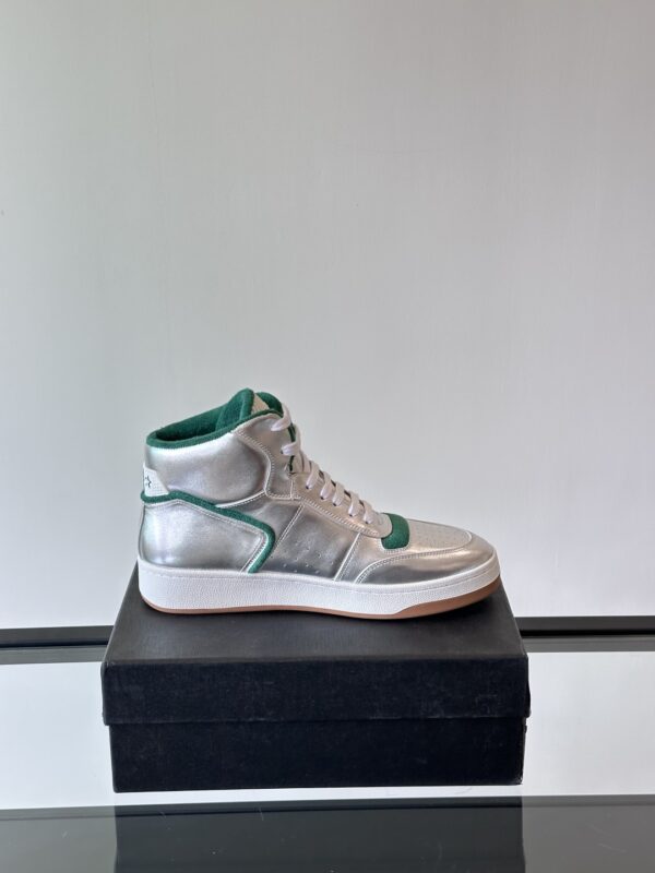 Saint Laurent Grain Cowhide Leather High Top Lace Up Sneakers - Image 6