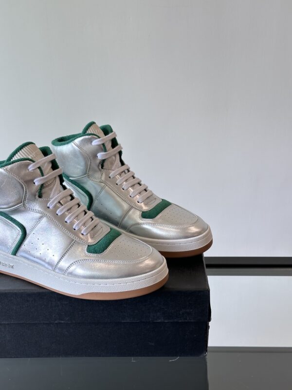 Saint Laurent Grain Cowhide Leather High Top Lace Up Sneakers - Image 8