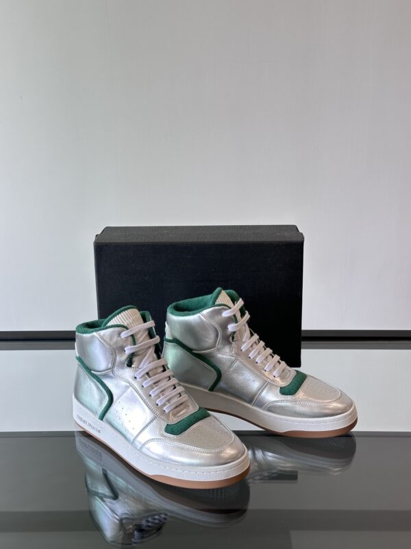 Saint Laurent Grain Cowhide Leather High Top Lace Up Sneakers