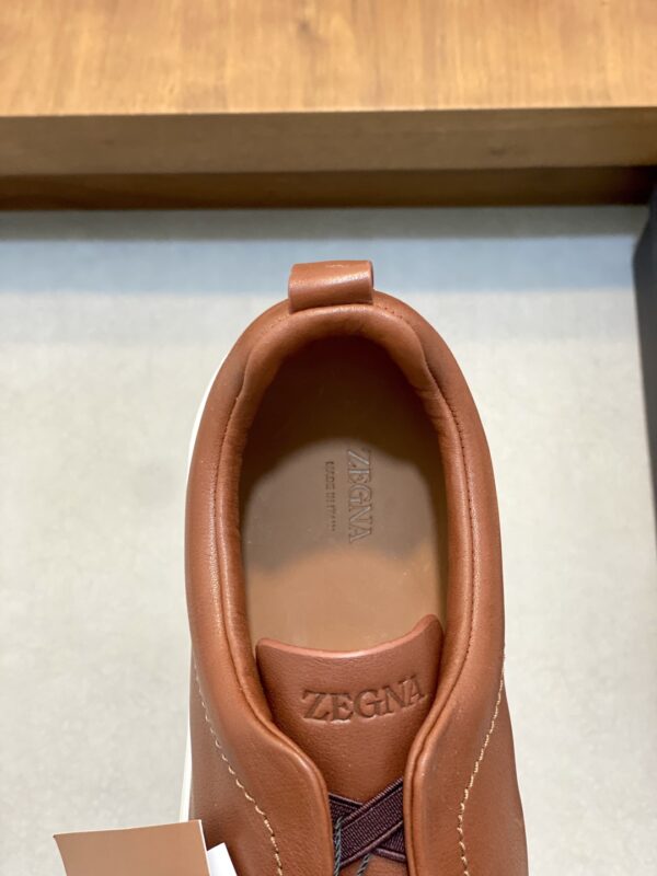Zegna Triple Stitch Cowhide Leather Casual Sports Shoes - Image 7