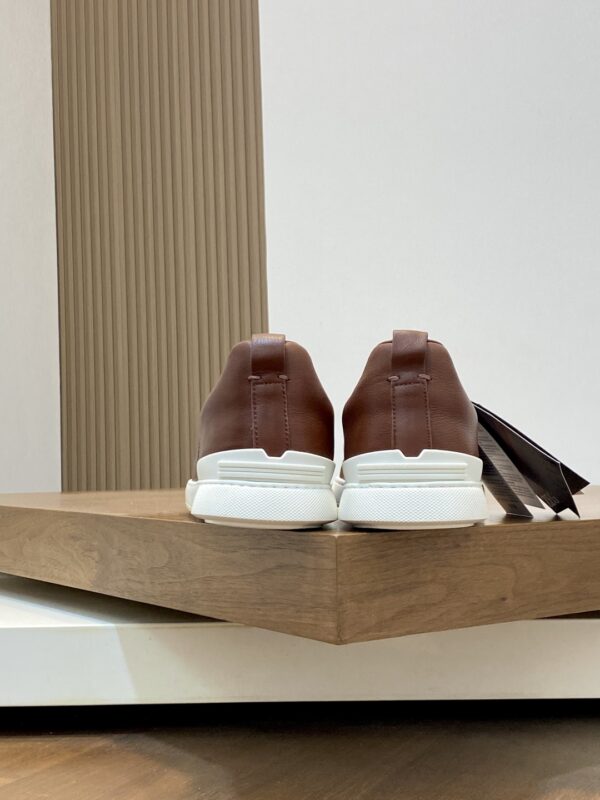 Zegna Triple Stitch Cowhide Leather Casual Sports Shoes - Image 8
