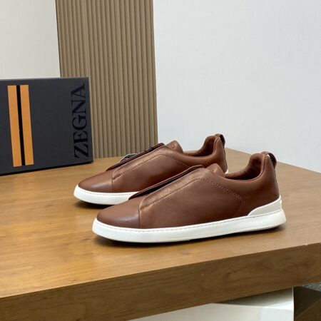 Zegna Triple Stitch Cowhide Leather Casual Sports Shoes