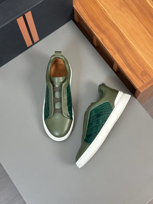 Zegna Men's Cowhide Leather Low Top Casual Sports Shoes - Image 3