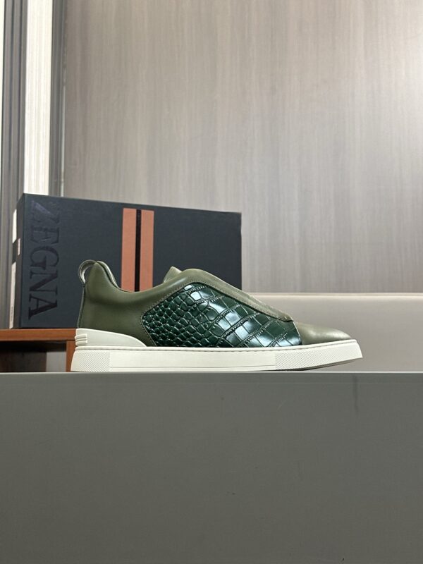 Zegna Men's Cowhide Leather Low Top Casual Sports Shoes - Image 4