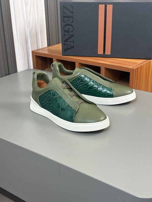 Zegna Men's Cowhide Leather Low Top Casual Sports Shoes