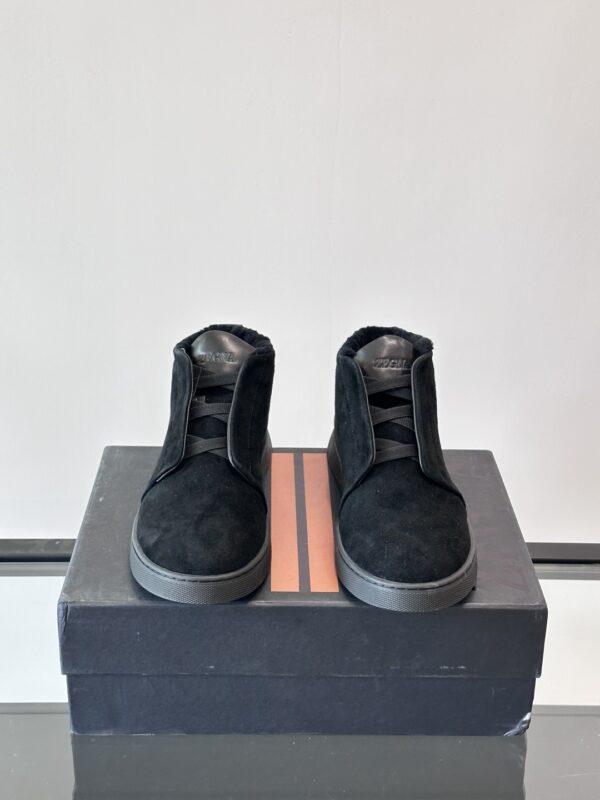 Zegna Men's High Top Suede Leather Sports Shoes - Image 3