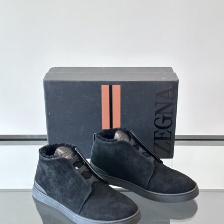 Zegna Men's High Top Suede Leather Sports Shoes