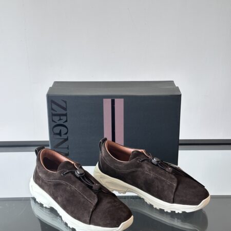 Zegna New Men's Triple Stitch Suede Leather Sneakers
