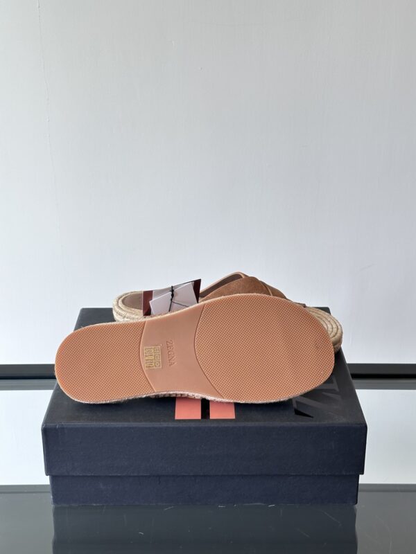 Zegna Classic Men's Suede Cowhide Woven Slippers - Image 9
