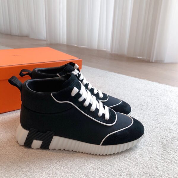 Hermes Giga Couple High Top Suede Leather Casual Sports Shoes - Image 3