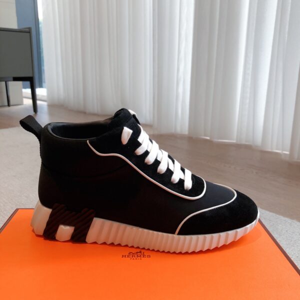 Hermes Giga Couple High Top Suede Leather Casual Sports Shoes - Image 5