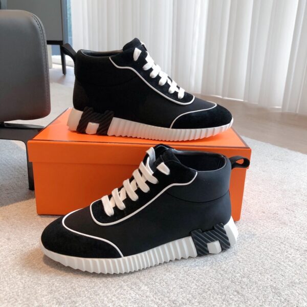 Hermes Giga Couple High Top Suede Leather Casual Sports Shoes - Image 4