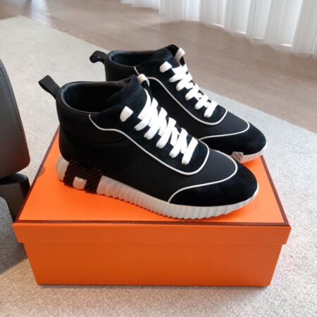Hermes Giga Couple High Top Suede Leather Casual Sports Shoes