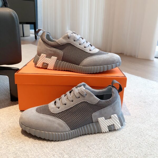 Hermes Couple Low Cut Thick Bottom Cowhide Leather Casual Sports Shoes - Image 5