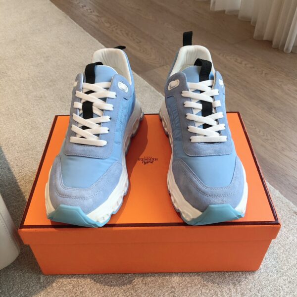 Hermes Couple Canvas Cowhide Leather Casual Sports Shoes - Image 2