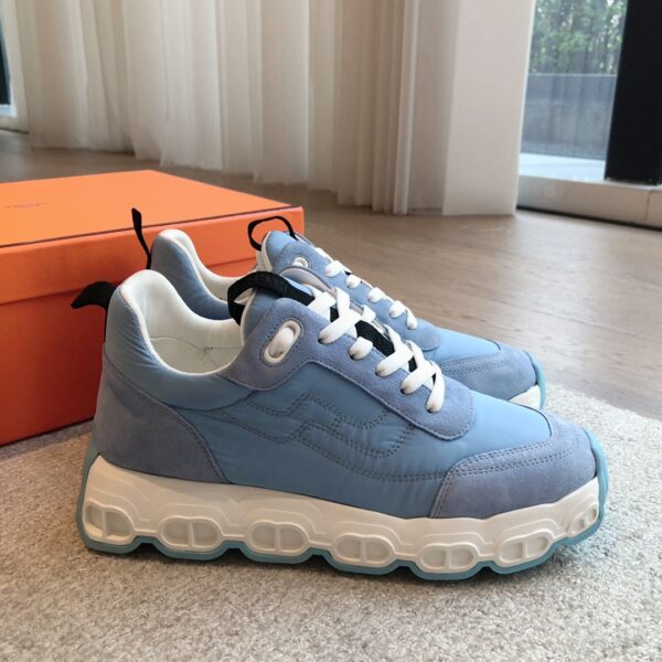 Hermes Couple Canvas Cowhide Leather Casual Sports Shoes - Image 3
