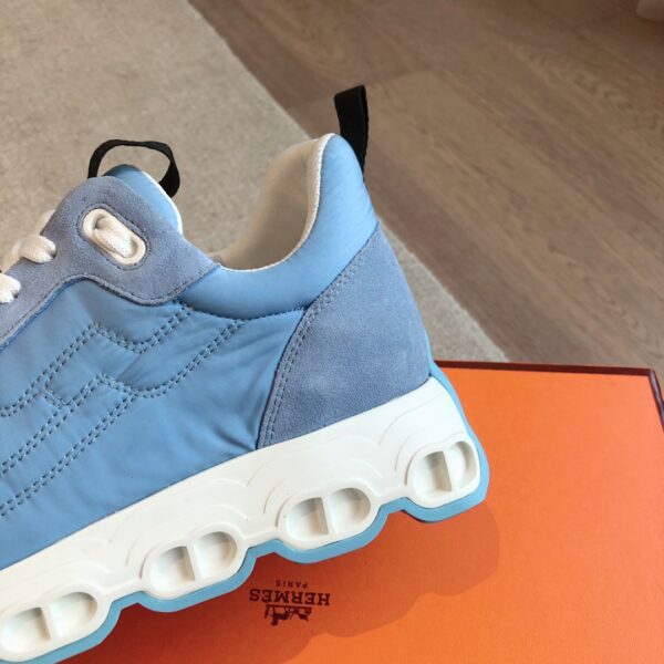 Hermes Couple Canvas Cowhide Leather Casual Sports Shoes - Image 7