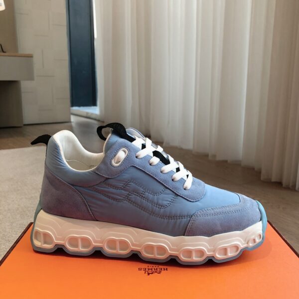 Hermes Couple Canvas Cowhide Leather Casual Sports Shoes - Image 4