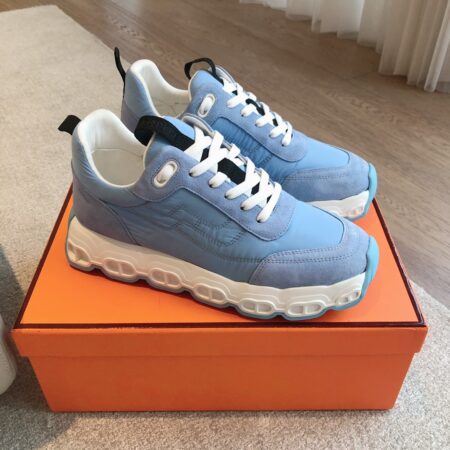 Hermes Couple Canvas Cowhide Leather Casual Sports Shoes