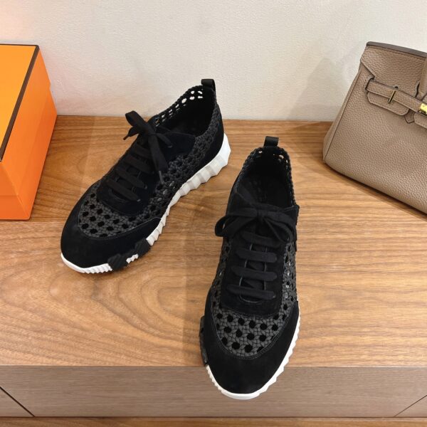 Hermes Breathable Woven Cowhide Leather Casual Sports Shoes For Men And Women - Image 3