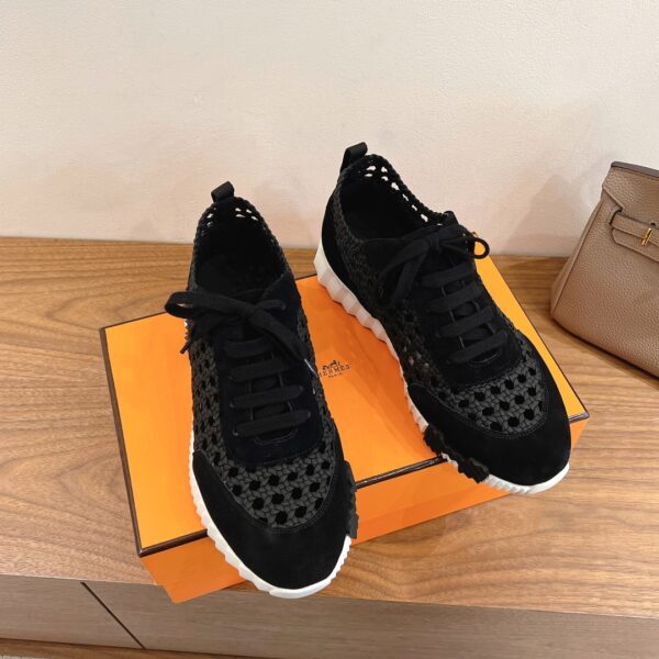 Hermes Breathable Woven Cowhide Leather Casual Sports Shoes For Men And Women - Image 4