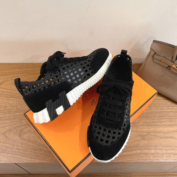 Hermes Breathable Woven Cowhide Leather Casual Sports Shoes For Men And Women - Image 5
