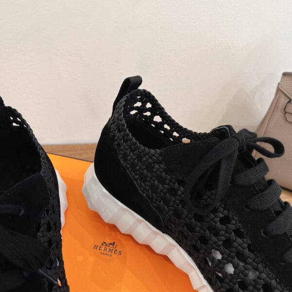 Hermes Breathable Woven Cowhide Leather Casual Sports Shoes For Men And Women - Image 7