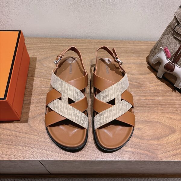 Hermes High Quality Cowhide Leather Casual Sandals - Image 2