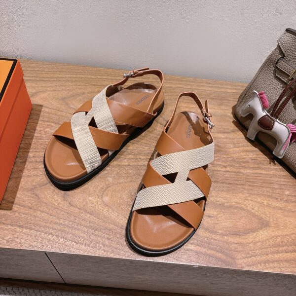 Hermes High Quality Cowhide Leather Casual Sandals - Image 3